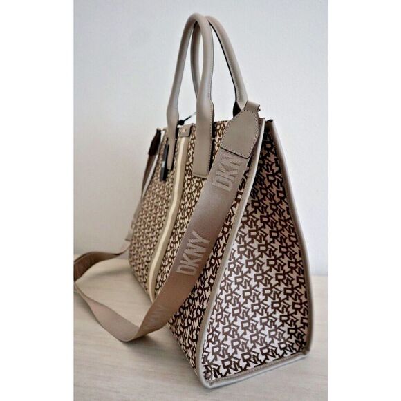 DKNY R23AFW37 Women's Brown/Tan Carlita Tote Bag w/Shoulder/Crossbody Strap - Picture 9 of 11